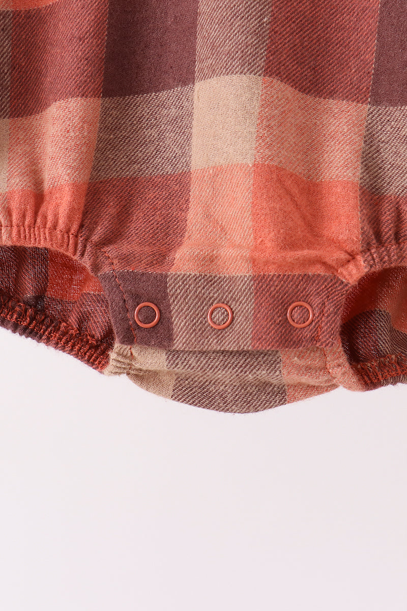 Rust Plaid Button Down Bubble