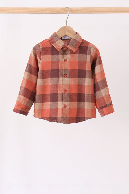 Rust Plaid Button Down Shirt