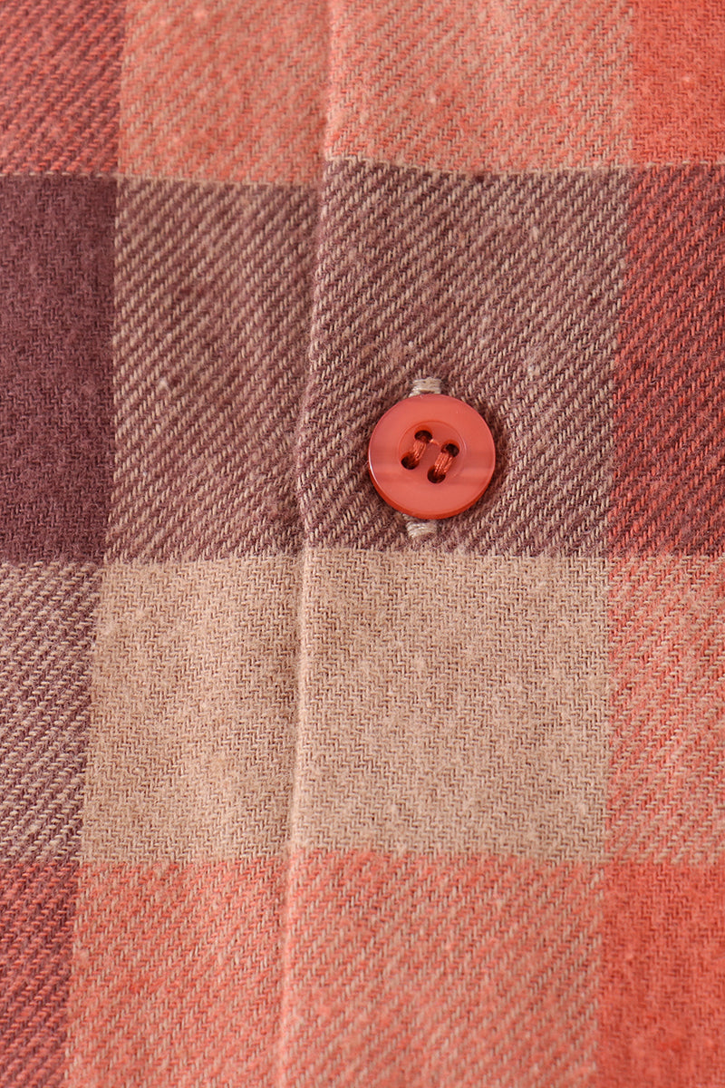 Rust Plaid Button Down Shirt