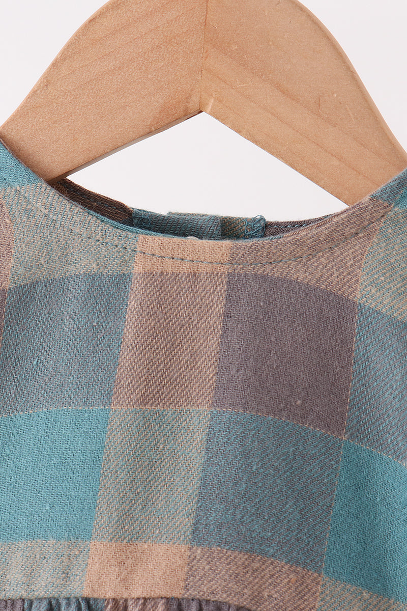 Teal Plaid Ruffle Bubble