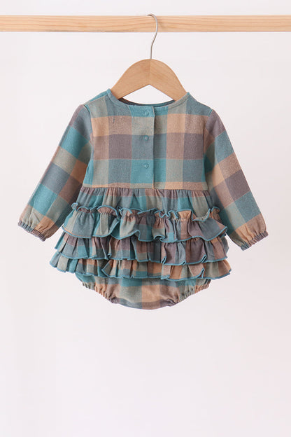 Teal Plaid Ruffle Bubble