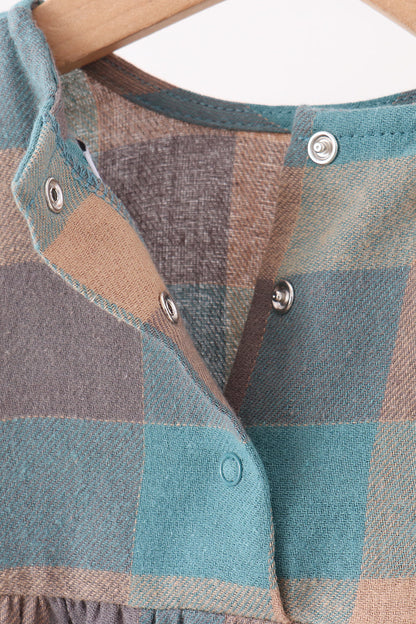 Teal Plaid Ruffle Bubble