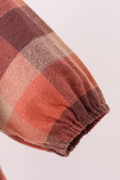 Rust Plaid Ruffle Dress