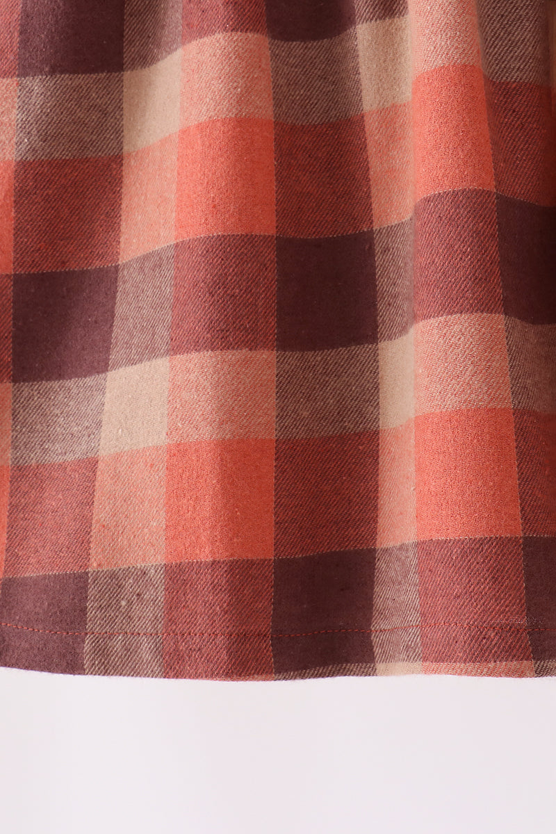 Rust Plaid Ruffle Dress