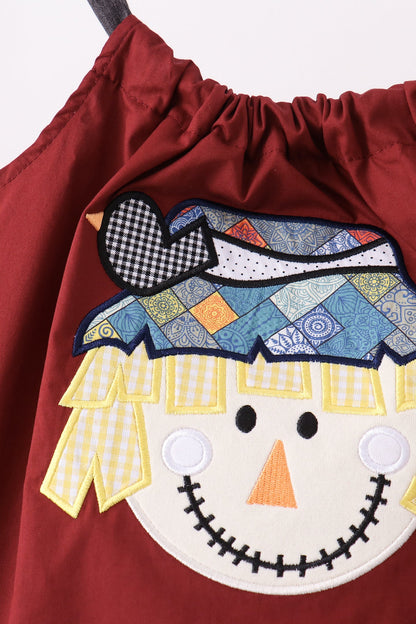 Maroon Scarecrow Embroidery Bloomer Set