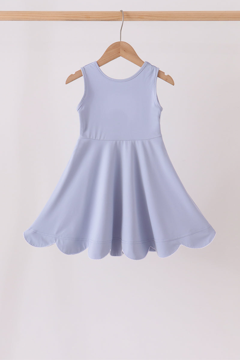 Dusty Blue Scalloped Dress