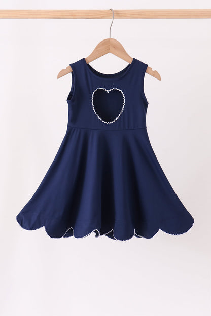 Navy Scalloped Dress