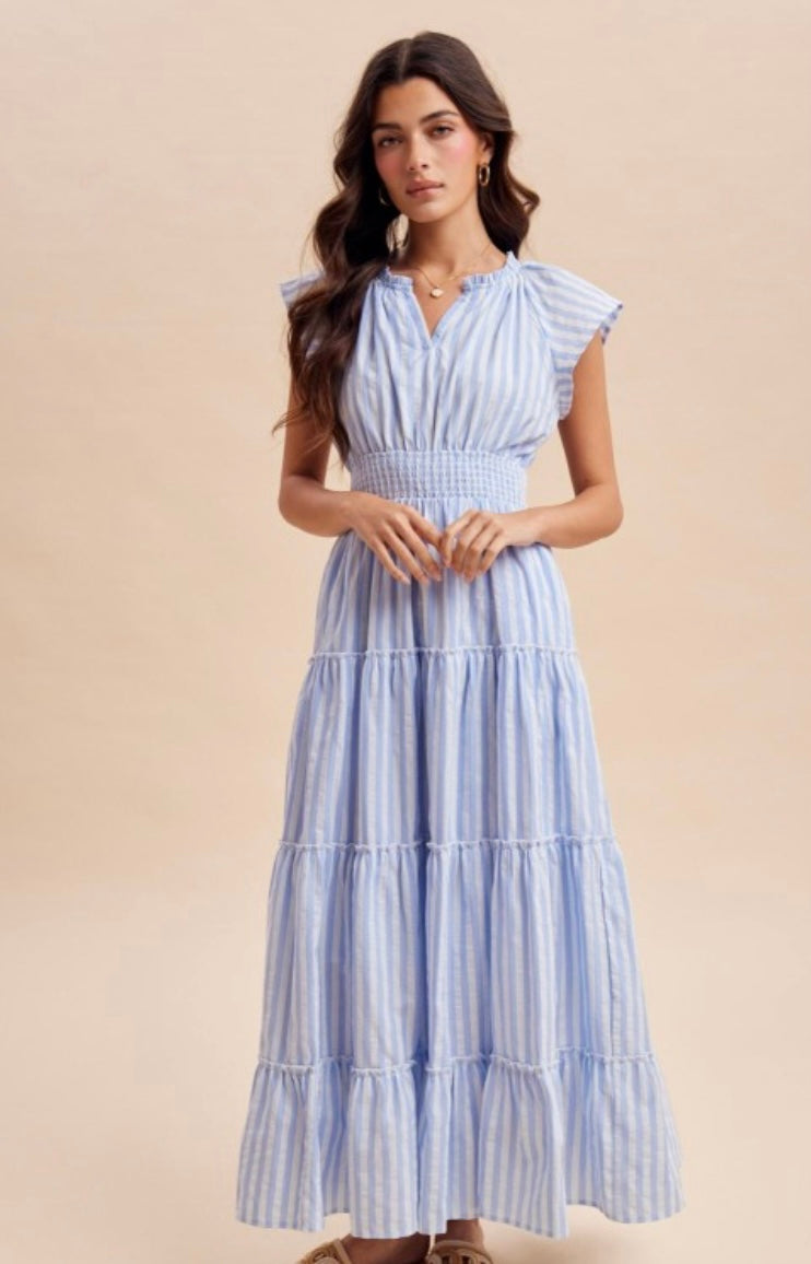 Striped Tiered Maxi Dress