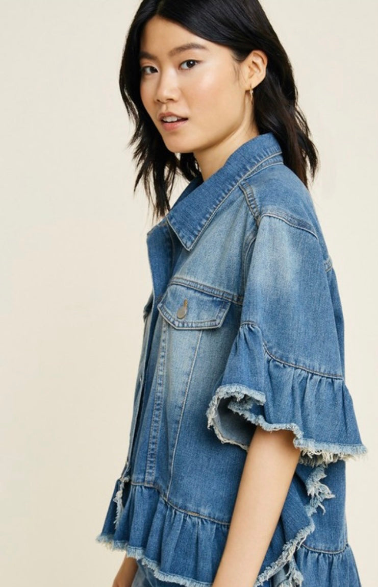 Ruffled Denim Jacket