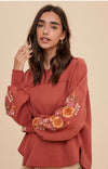 Embroidered Sleeve Sweatshirt