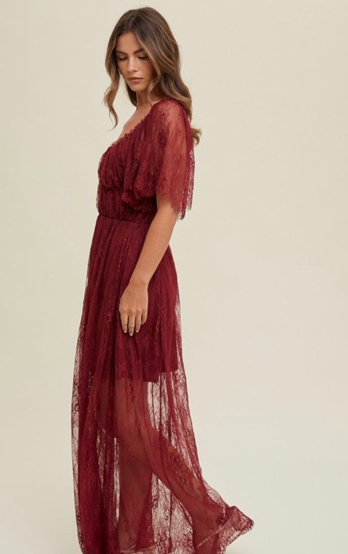 Floral Lace Bustier Maxi Dress