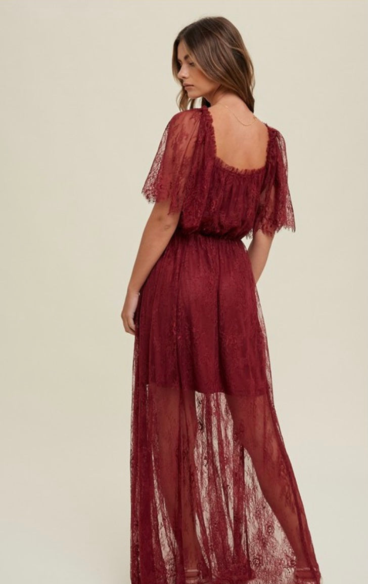 Floral Lace Bustier Maxi Dress