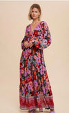 Border Print Tiered Maxi Dress