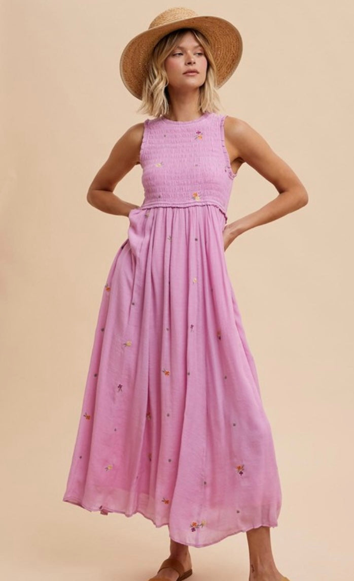 Embroidered Smocked Dress