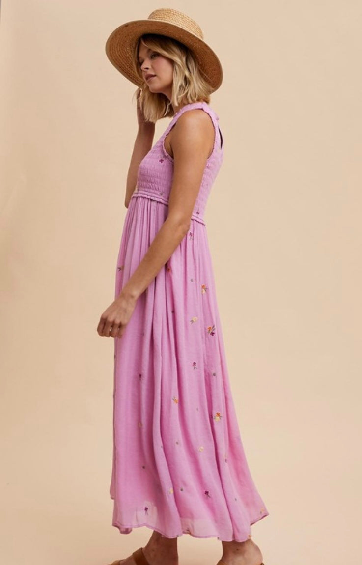 Embroidered Smocked Dress