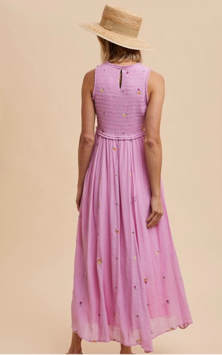 Embroidered Smocked Dress