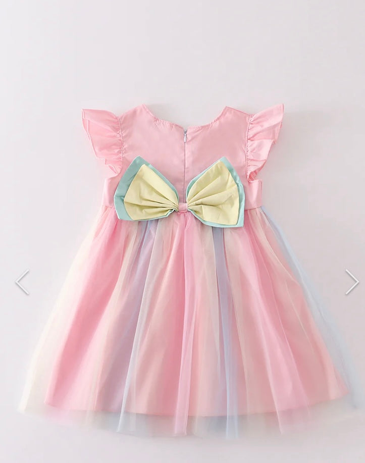 Rainbow Unicorn Ruffle Dress