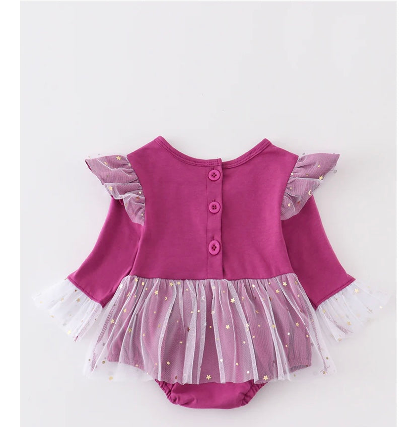 Purple Halloween Ghost Pumpkin Appliqué Girl Bubble
