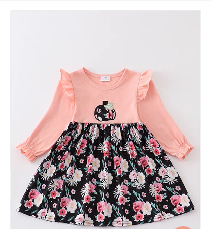 Floral Pumpkin Appliqué Dress