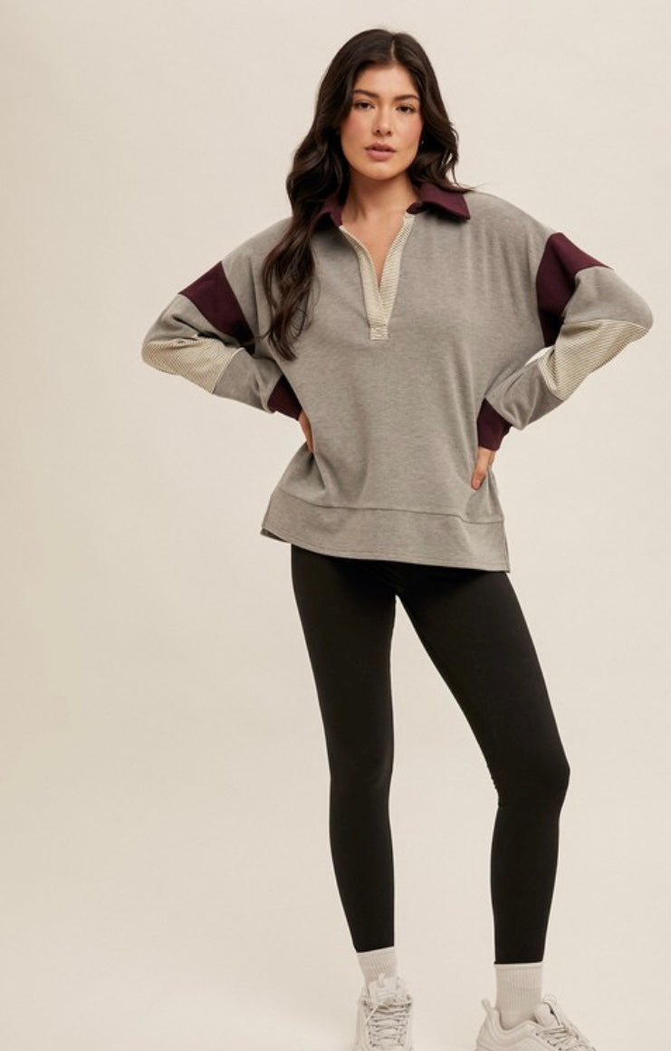 Brush Jersey Color Block Pullover