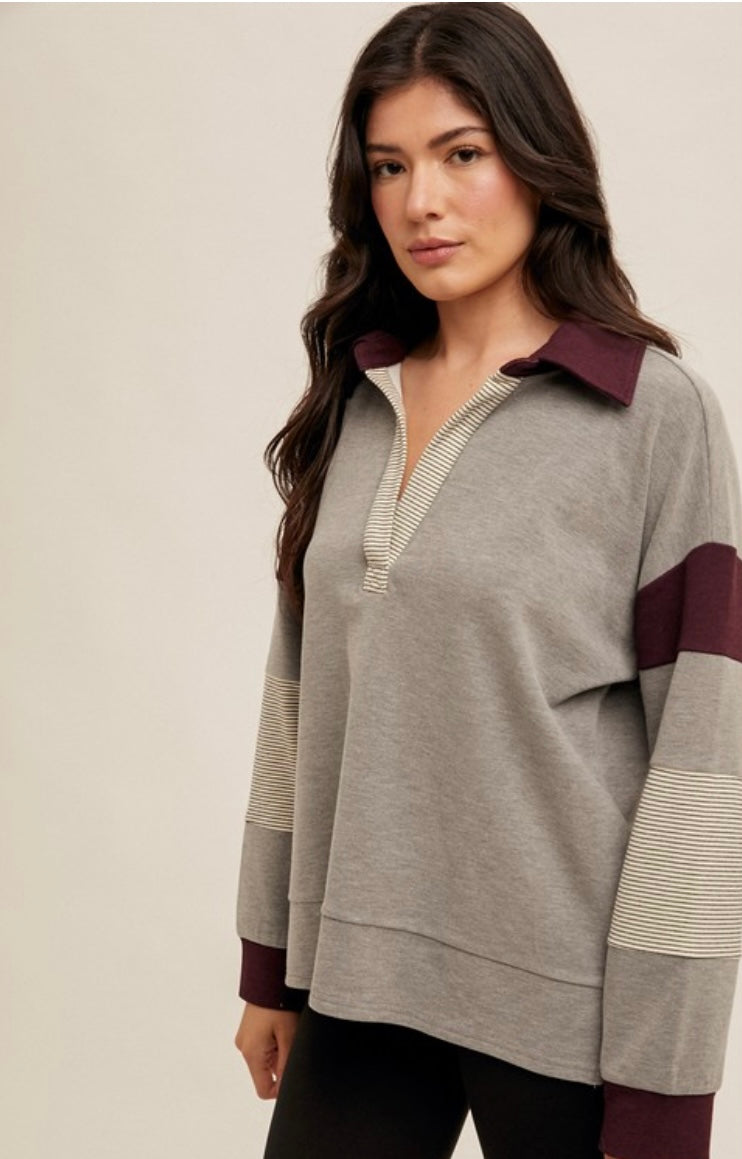 Brush Jersey Color Block Pullover