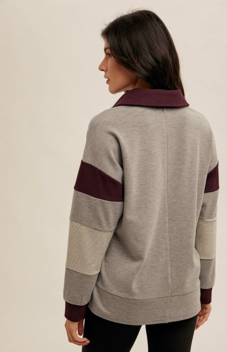 Brush Jersey Color Block Pullover