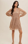 Ruffle Neck Metallic Dress