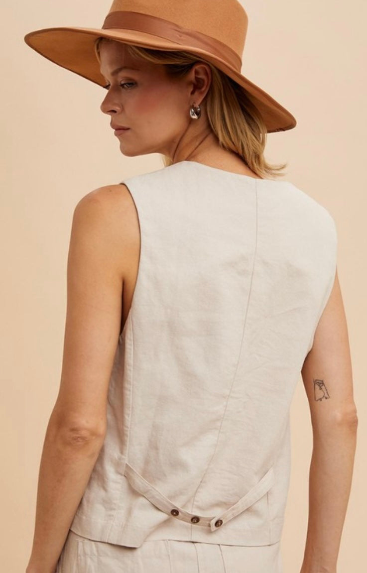 Cotton Linen Blend Vest