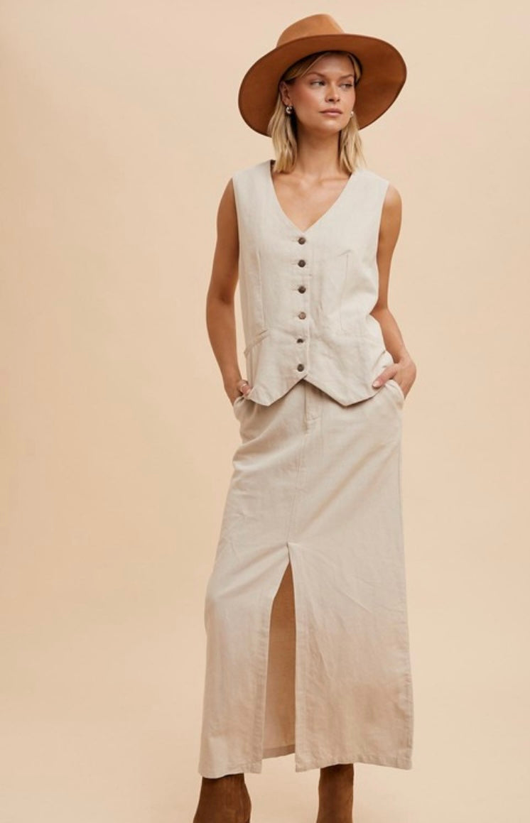 Cotton Linen Blend Vest