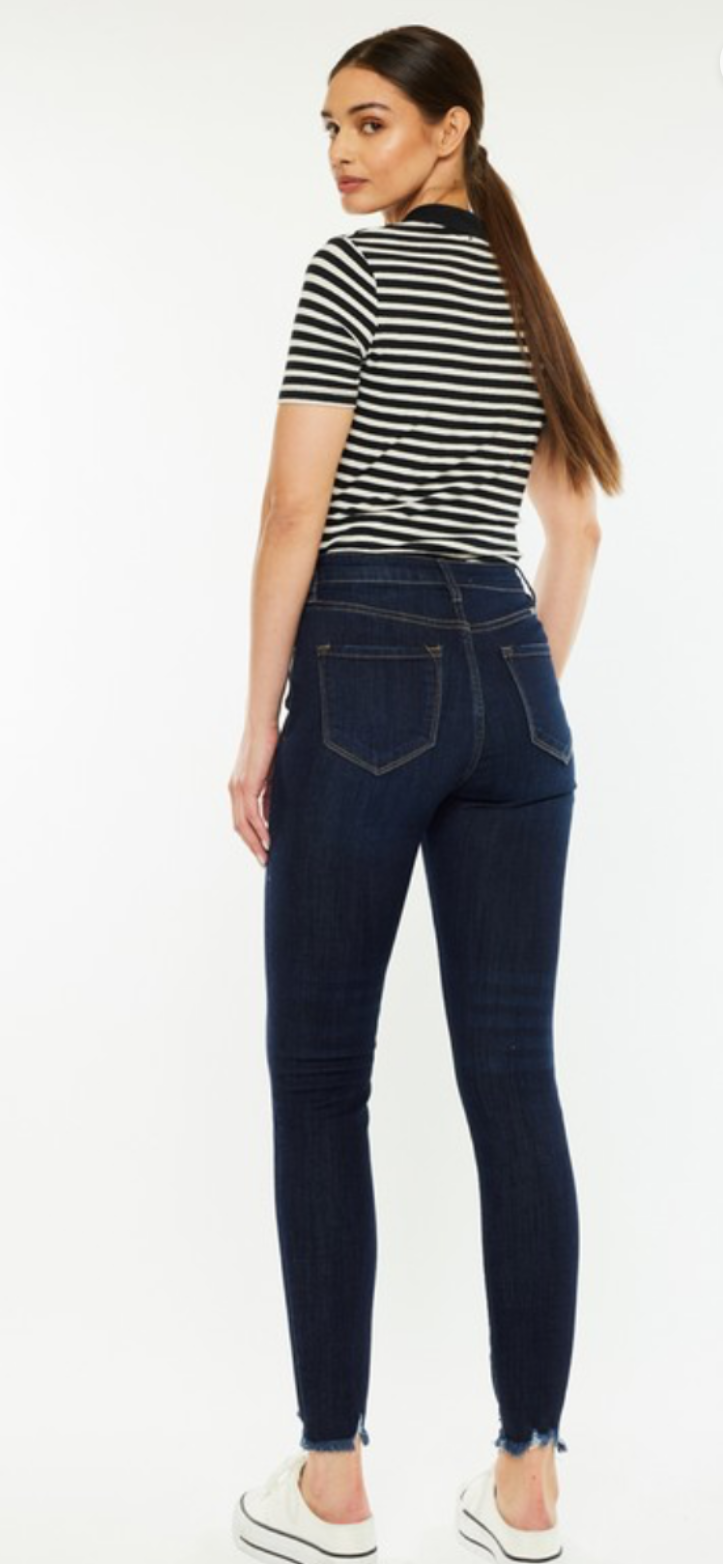 Kan Can 11 inch Button Front Dark Skinny