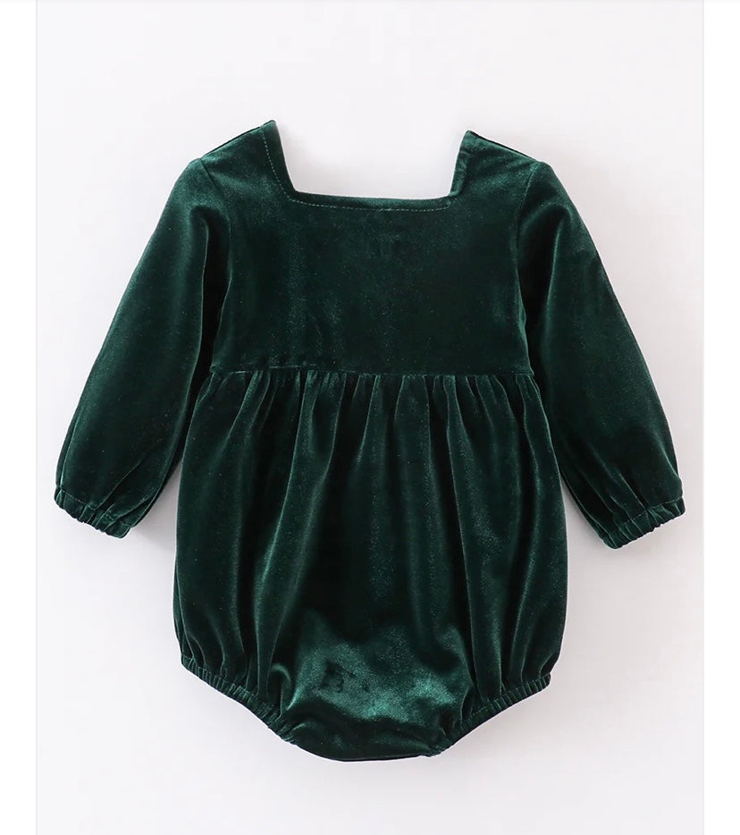 Baby Girl Velvet and Lace Bubble
