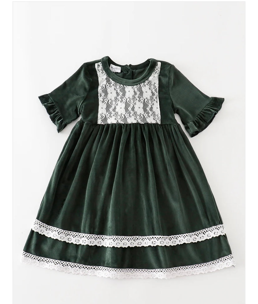 Forest Velvet Lace Dress