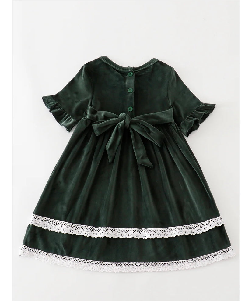 Forest Velvet Lace Dress