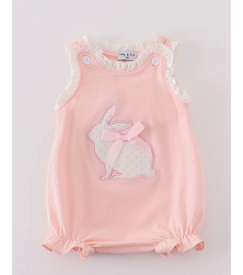 Pink Easter Bunny Appliqué Girl Bubble