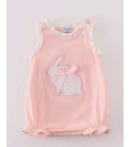 Pink Easter Bunny Appliqué Girl Bubble