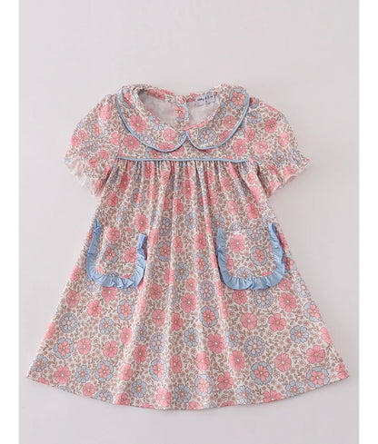 Pink Floral Print Dress