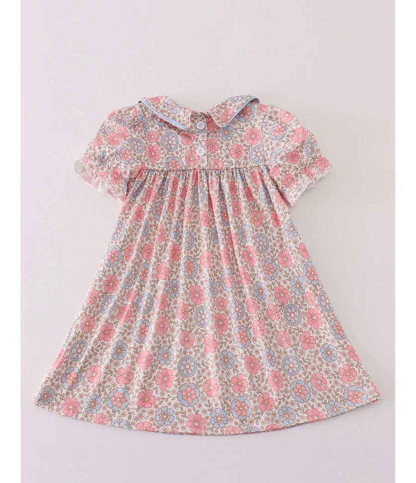 Girls Pink Floral Print Dress