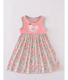 Pink Floral Chicken Appliqué Girl Dress