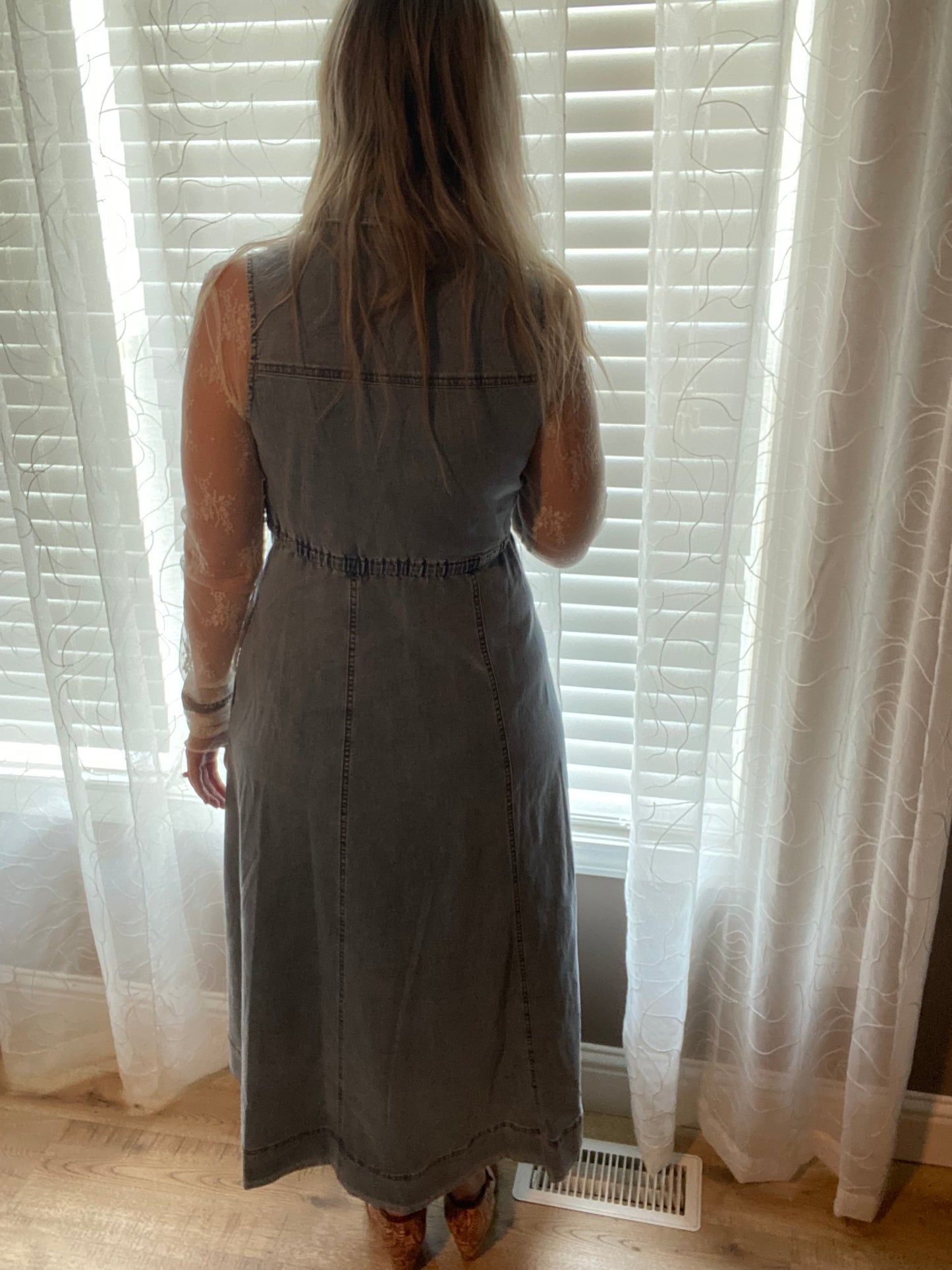 Denim Flared Midi Dress