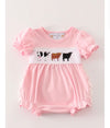 Pink Cow Embroidery Girl Bubble
