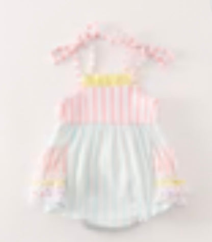 Multicolored Stripe Tie Strap Bubble