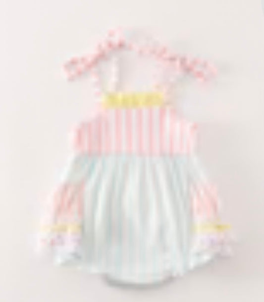 Baby Multicolored Stripe Tie Strap Bubble