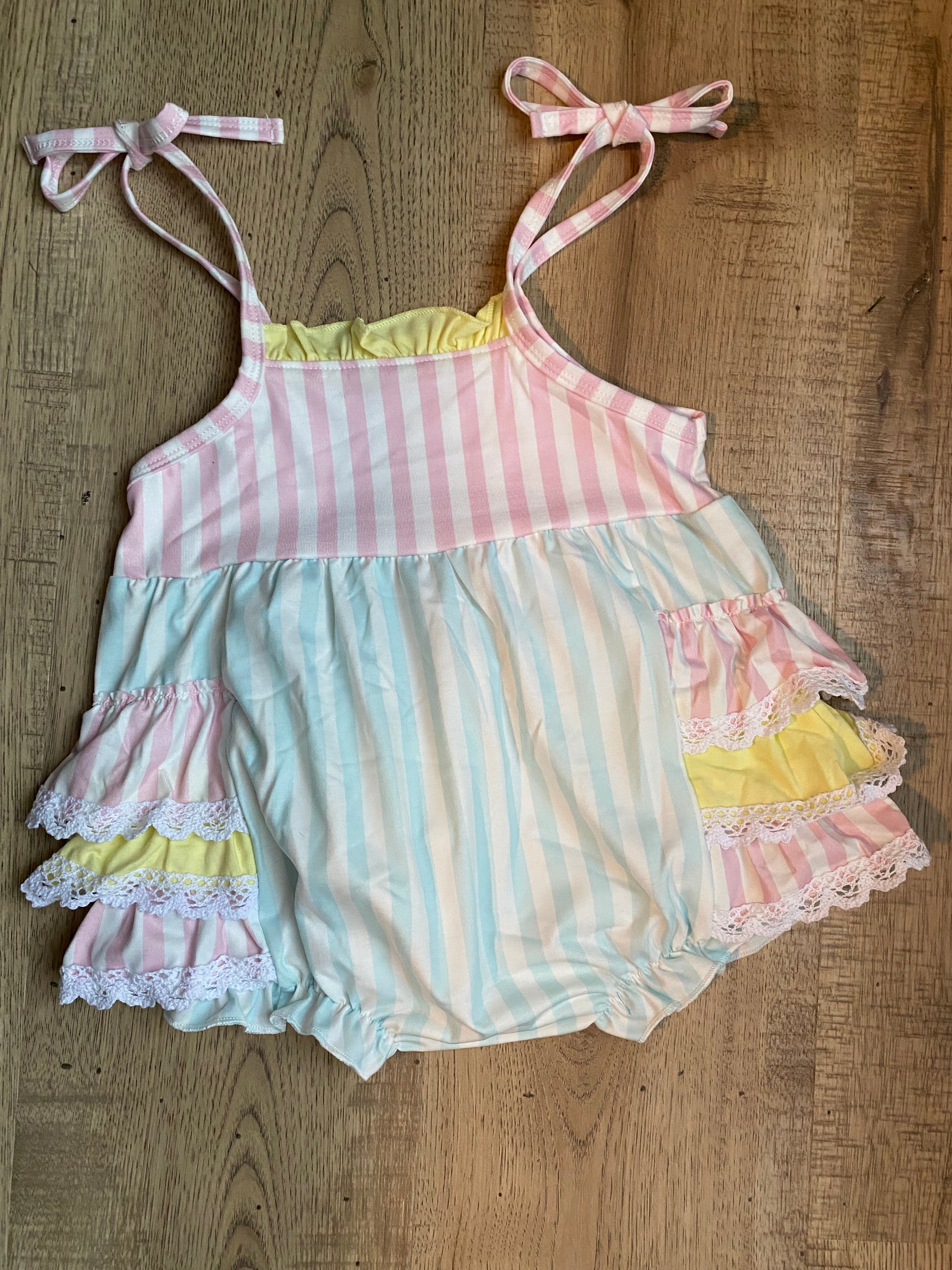 Multicolored Stripe Tie Strap Bubble