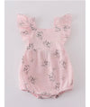 Pink Floral Print Muslin Ruffle Bubble