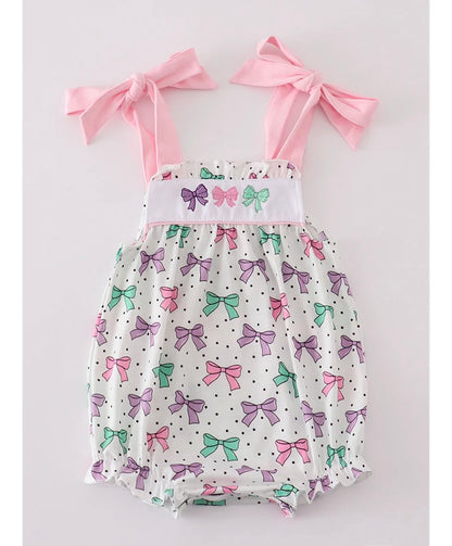 Pink Bow Embroidery Print Bubble