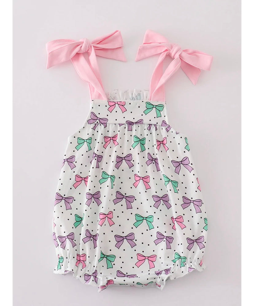Pink Bow Embroidery Print Bubble