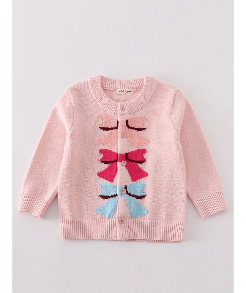 Girls Bow Tie Sweater Cardigan