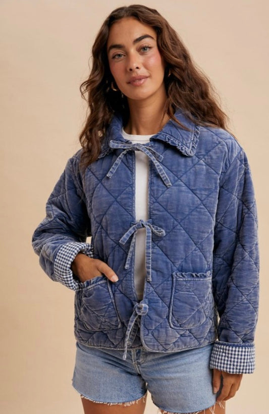 Garment Washed Quilted Corduroy Jacket