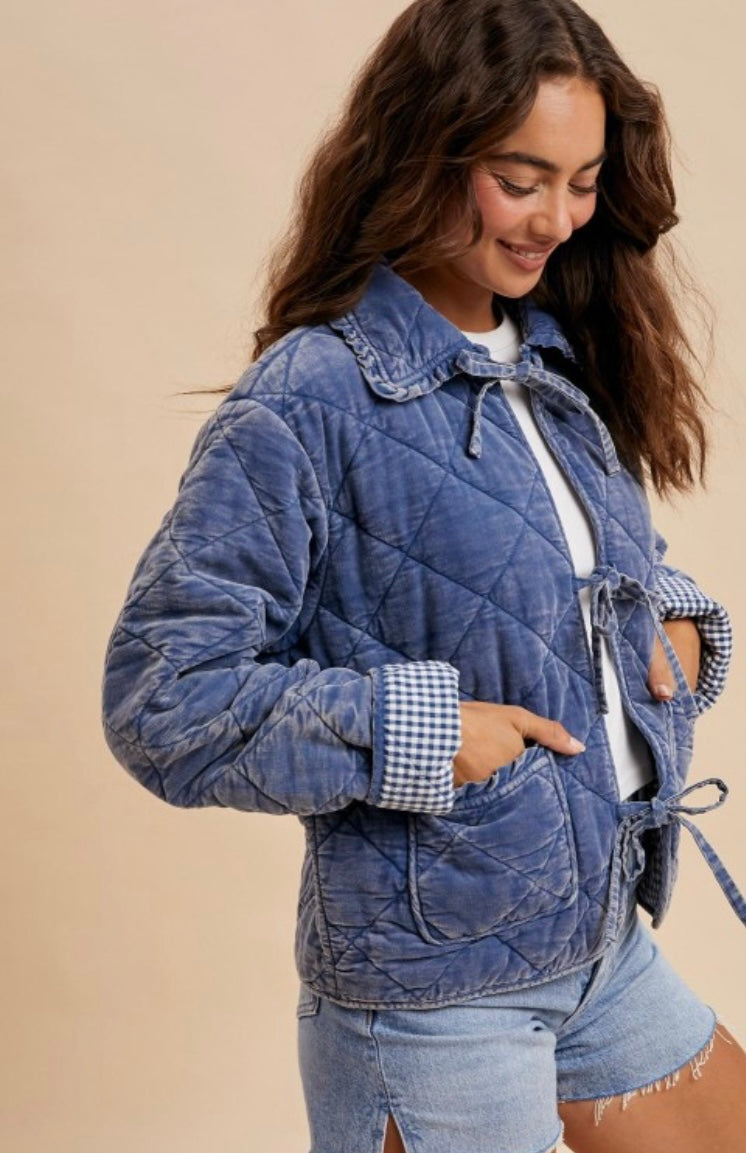 Garment Washed Quilted Corduroy Jacket