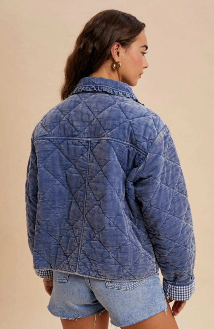 Garment Washed Quilted Corduroy Jacket